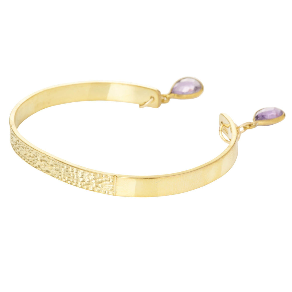 Textured Bangle with Gemstones