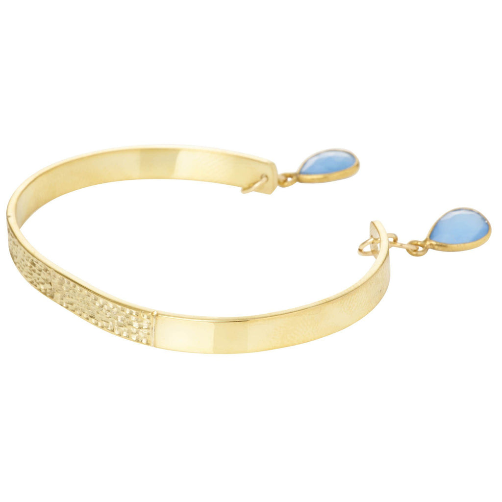 Textured Bangle with Gemstones