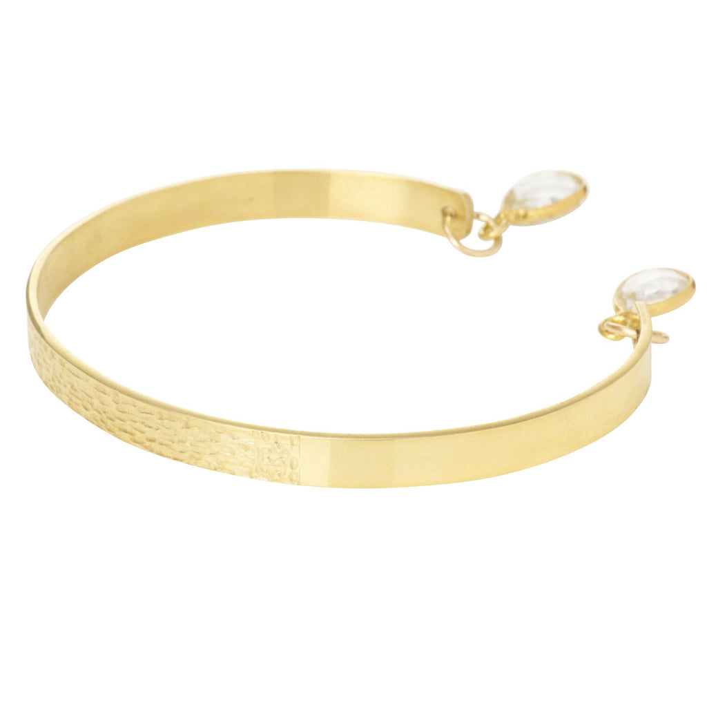 Textured Bangle with Gemstones