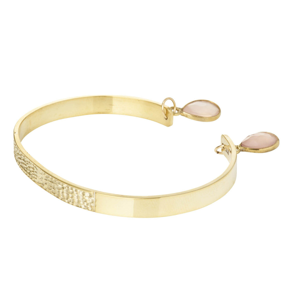 Textured Bangle with Gemstones