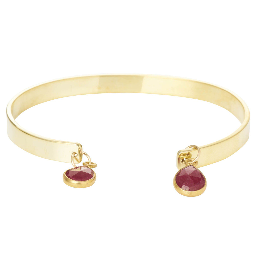 Textured Bangle with Gemstones