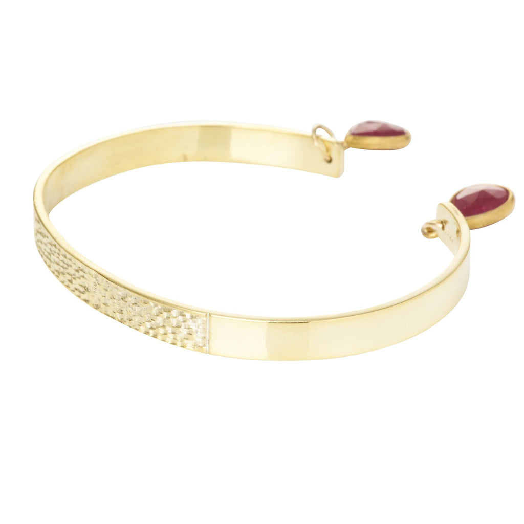 Textured Bangle with Gemstones