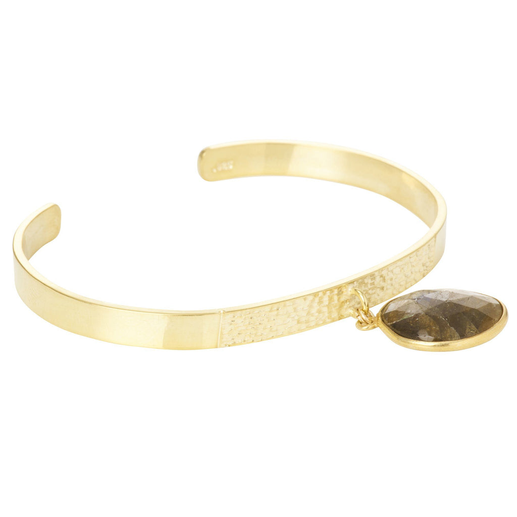 Textured Bangle with Large Gemstone