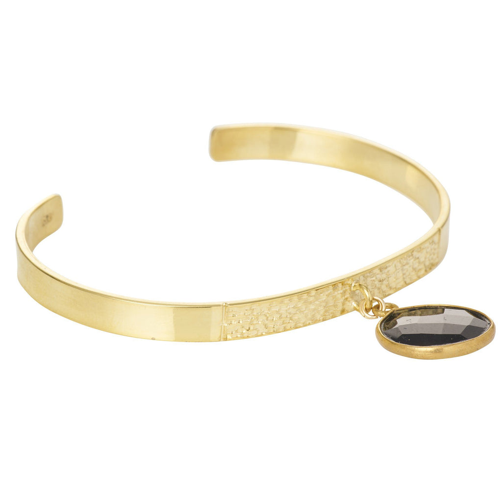 Textured Bangle with Large Gemstone