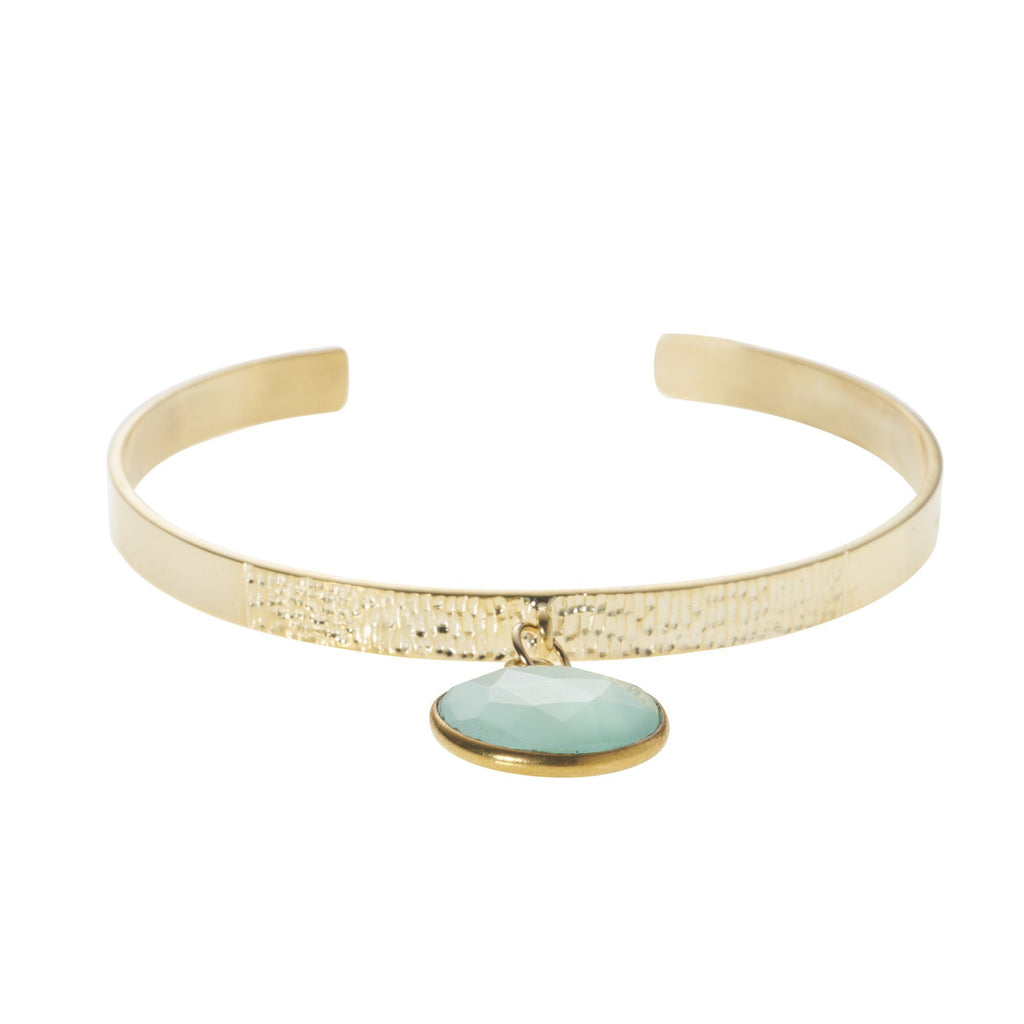 Textured Bangle with Large Gemstone
