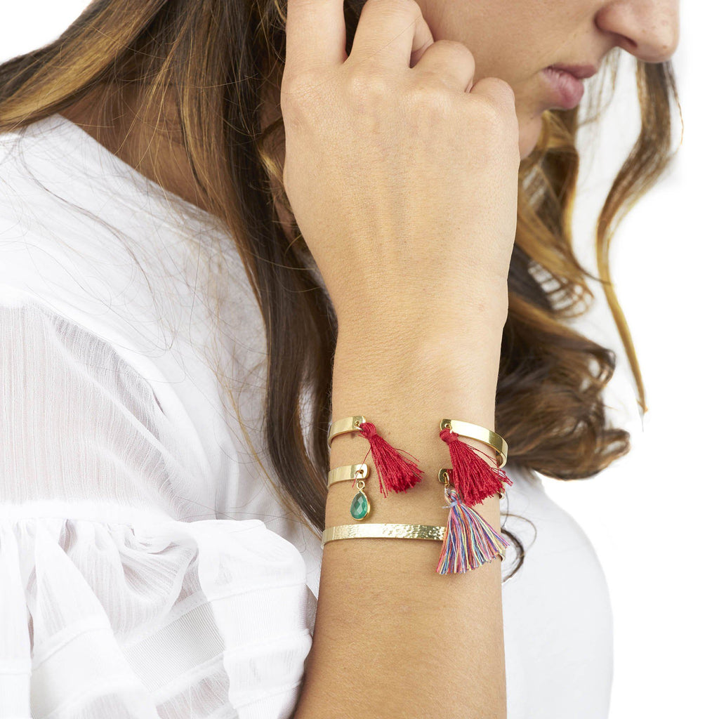 Textured Bangle with Gemstones