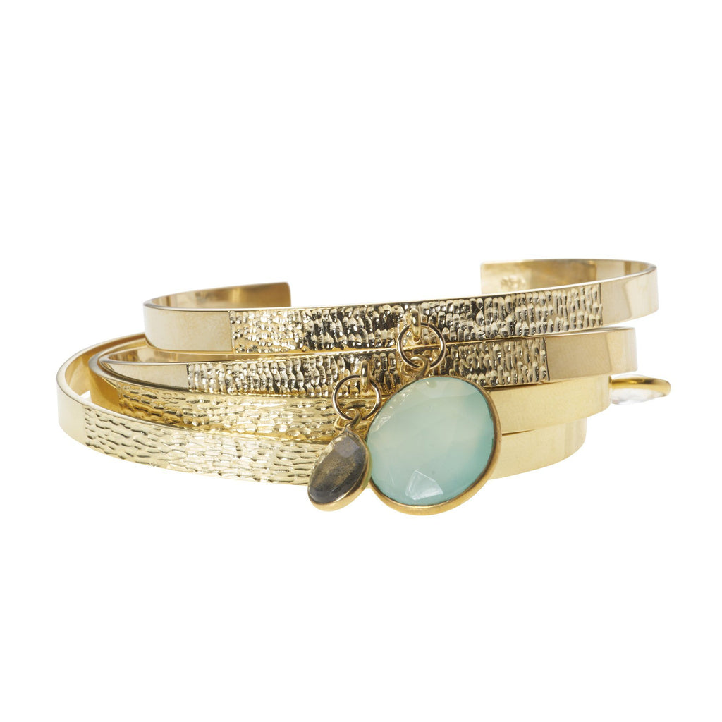 Textured Bangle with Large Gemstone