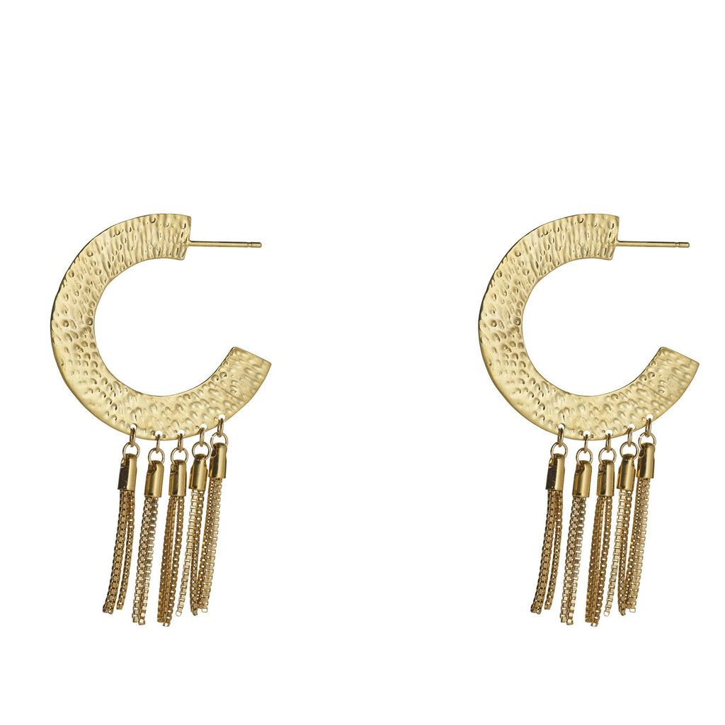 Large Horseshoe Hoop with Box Chain Tassels