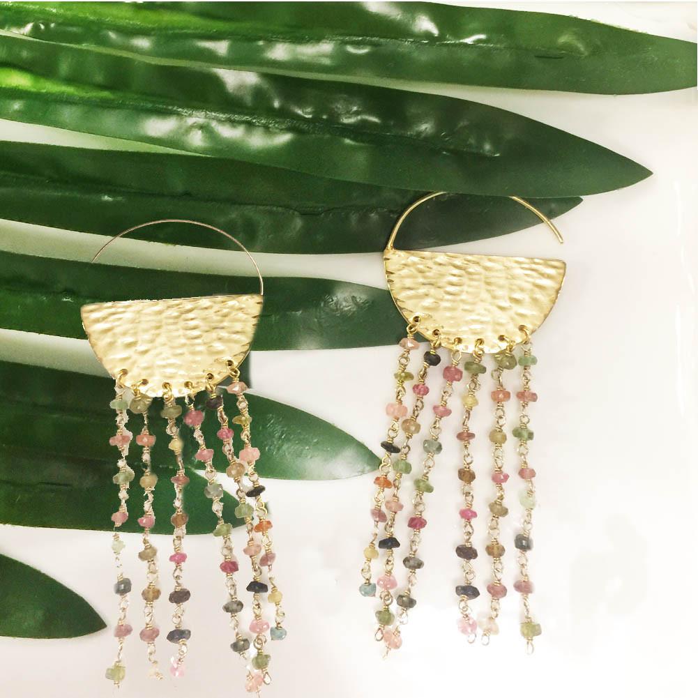 Sunrise Hoop with Gemstones