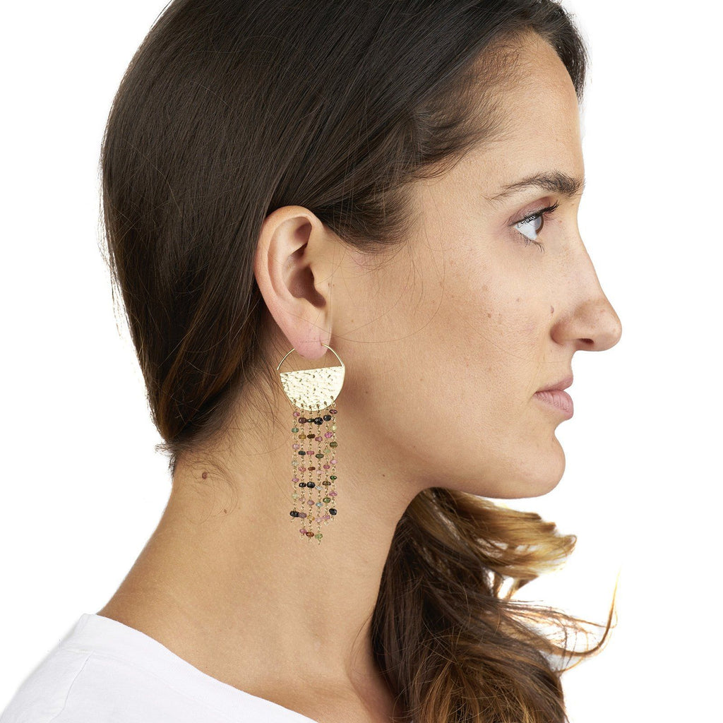 Sunrise Hoop with Gemstones