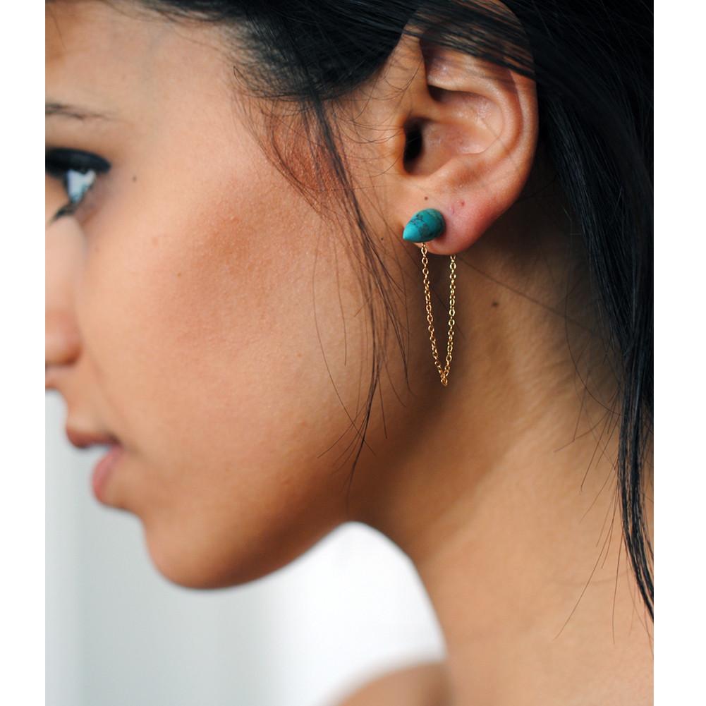 Turquoise Cone Stud with Tail