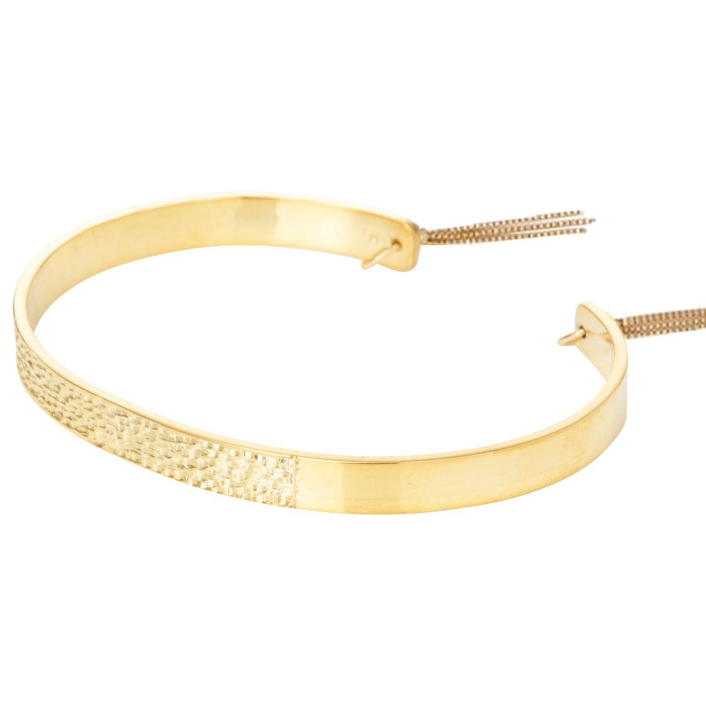 Textured Bangle with Chain Tassels