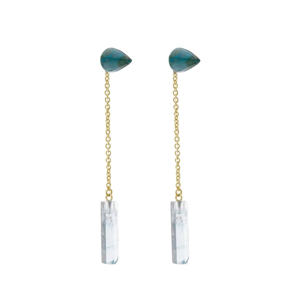 Turquoise Cone Earrings with Crystal Drop