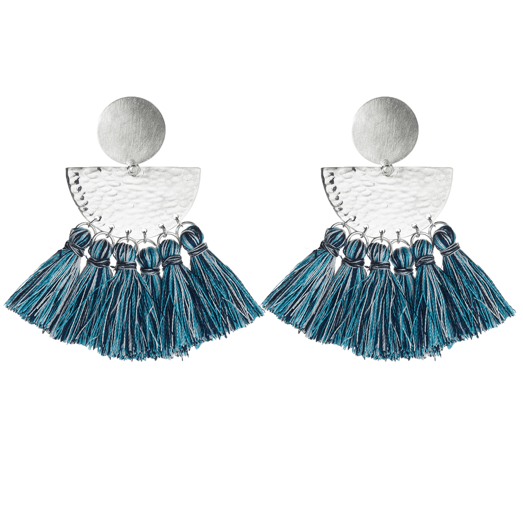 Riveted Sunrise Studs with Tassels