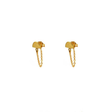 Gold Small Half Moon Studs with Tail