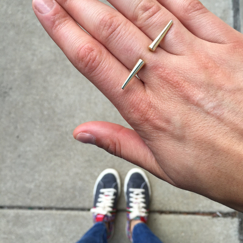 Double Spike Knuckle Ring