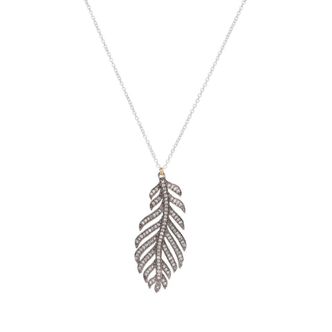 Feather White Topaz Charm Necklace
